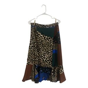 Calvin Klein Animal Print Patchwork Ruffle Skirt